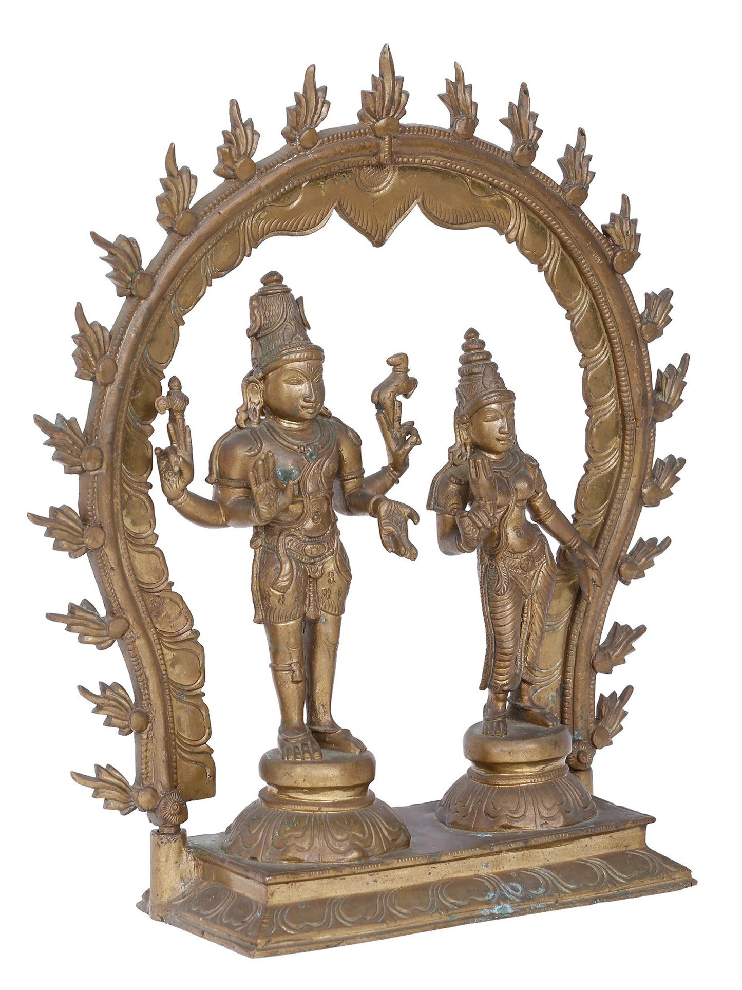 12'' Shiva And Parvati Bronze Sculpture | Panchaloha Bronze Statue From Swamimalai