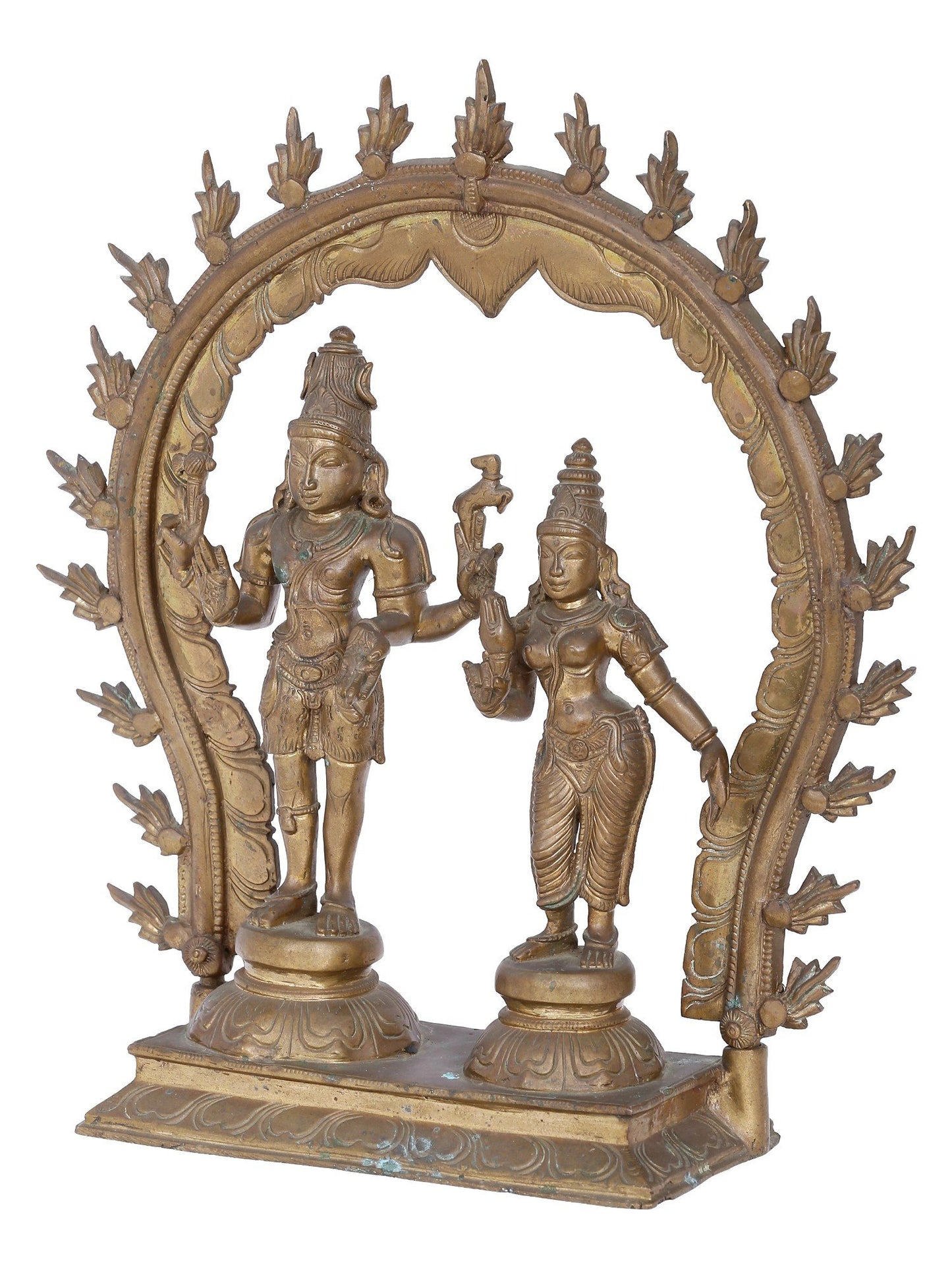 12'' Shiva And Parvati Bronze Sculpture | Panchaloha Bronze Statue From Swamimalai