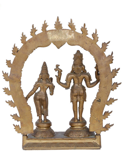 12'' Shiva And Parvati Bronze Sculpture | Panchaloha Bronze Statue From Swamimalai