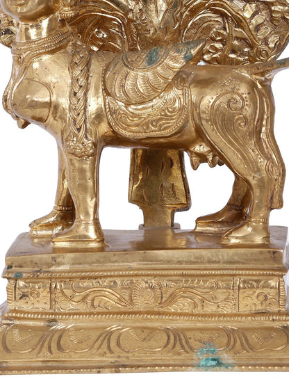 12'' Goddess Kamdhenu Cow Under Kalpavriksha Tree | Panchaloha Bronze Statue From Swamimalai