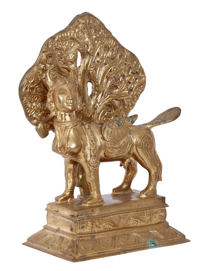 12'' Goddess Kamdhenu Cow Under Kalpavriksha Tree | Panchaloha Bronze Statue From Swamimalai