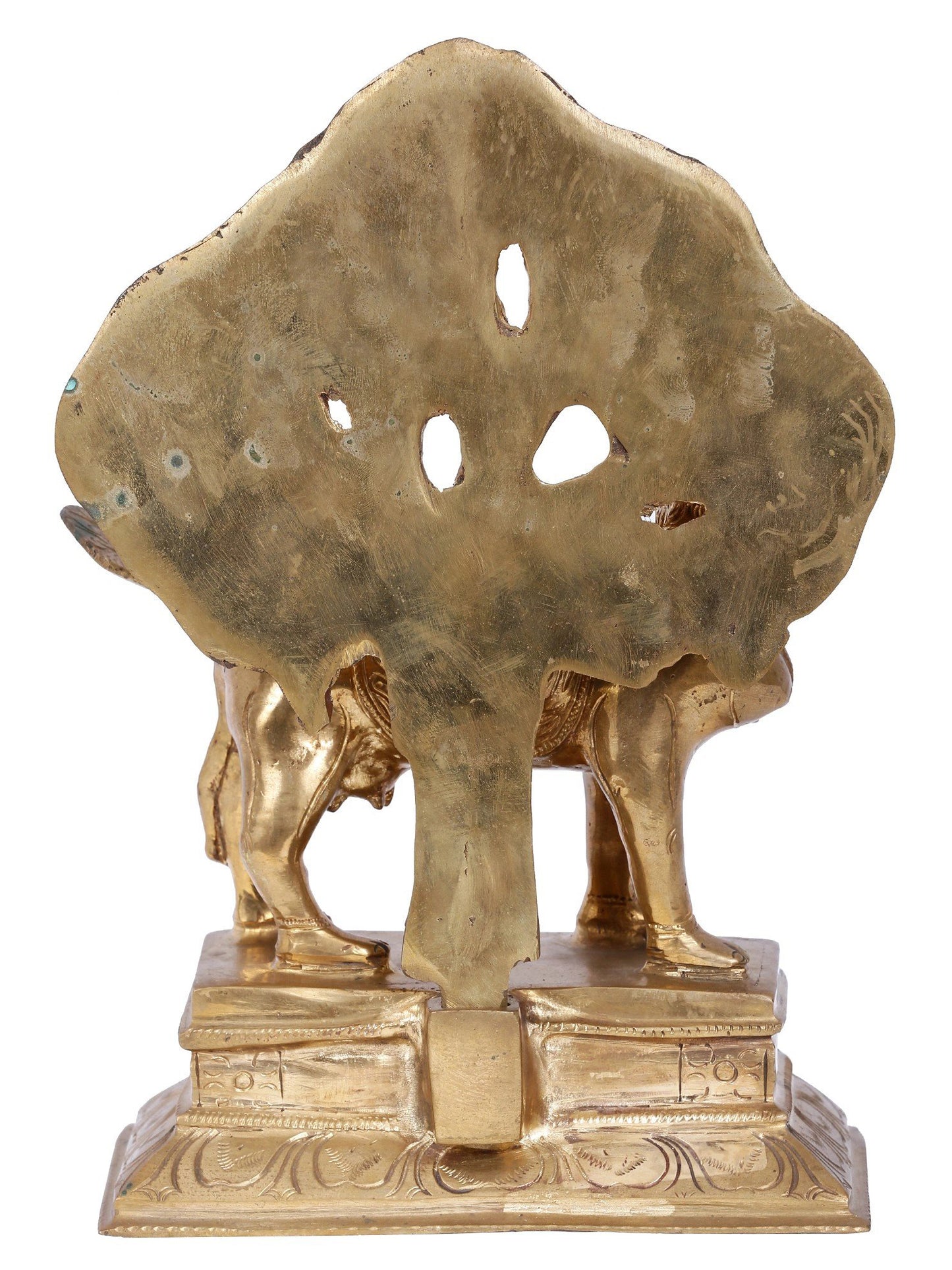 12'' Goddess Kamdhenu Cow Under Kalpavriksha Tree | Panchaloha Bronze Statue From Swamimalai