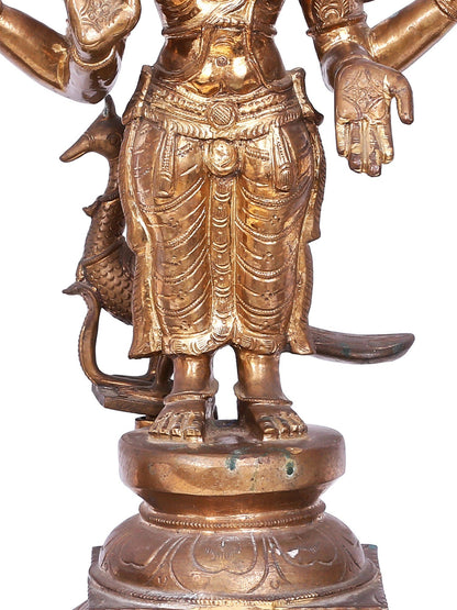 20'' Subramanya (Karttikeya) With Devasena And Valli | Decorative Bronze Idol | Bronze Statue For Gifting