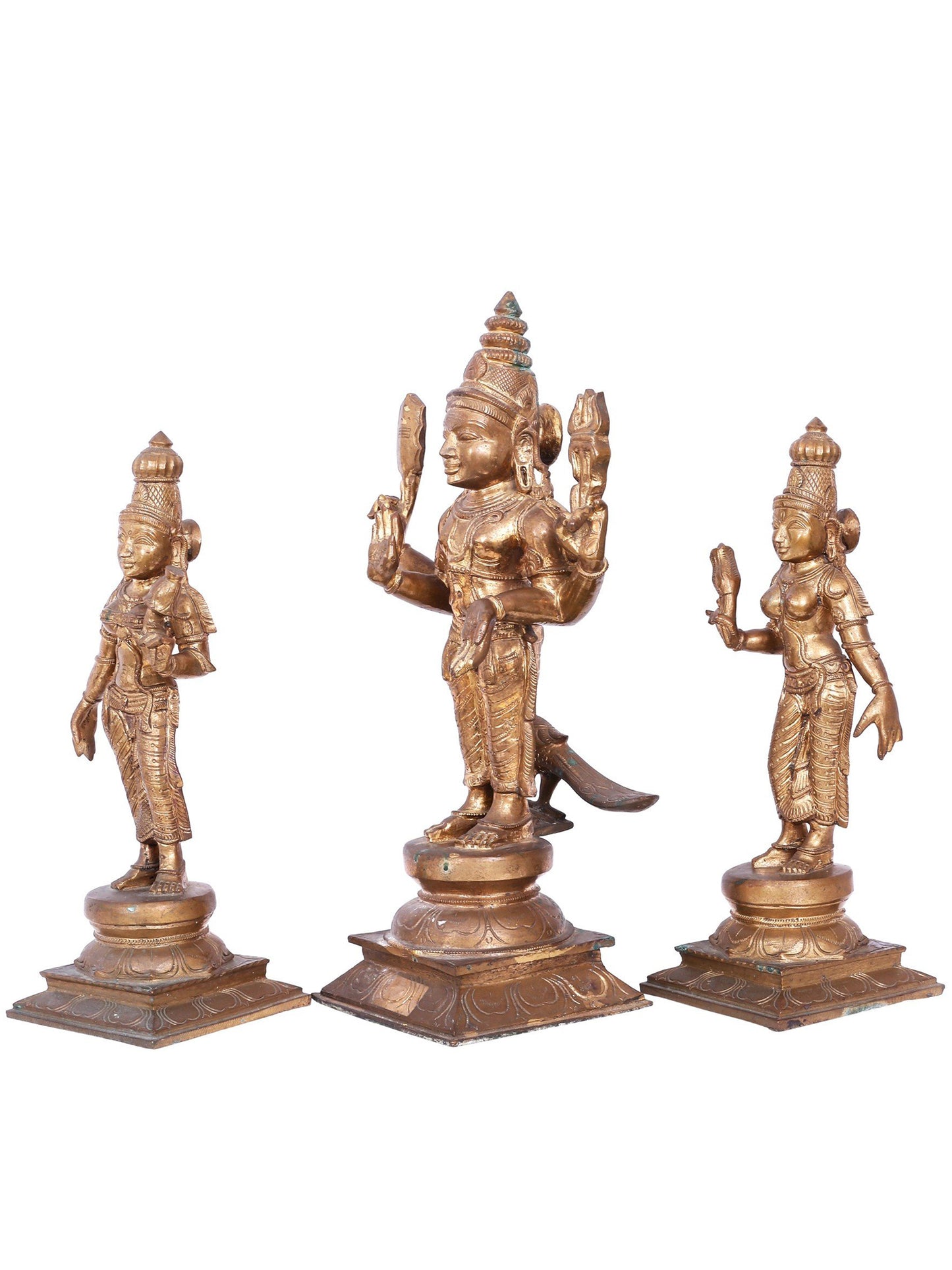 20'' Subramanya (Karttikeya) With Devasena And Valli | Decorative Bronze Idol | Bronze Statue For Gifting