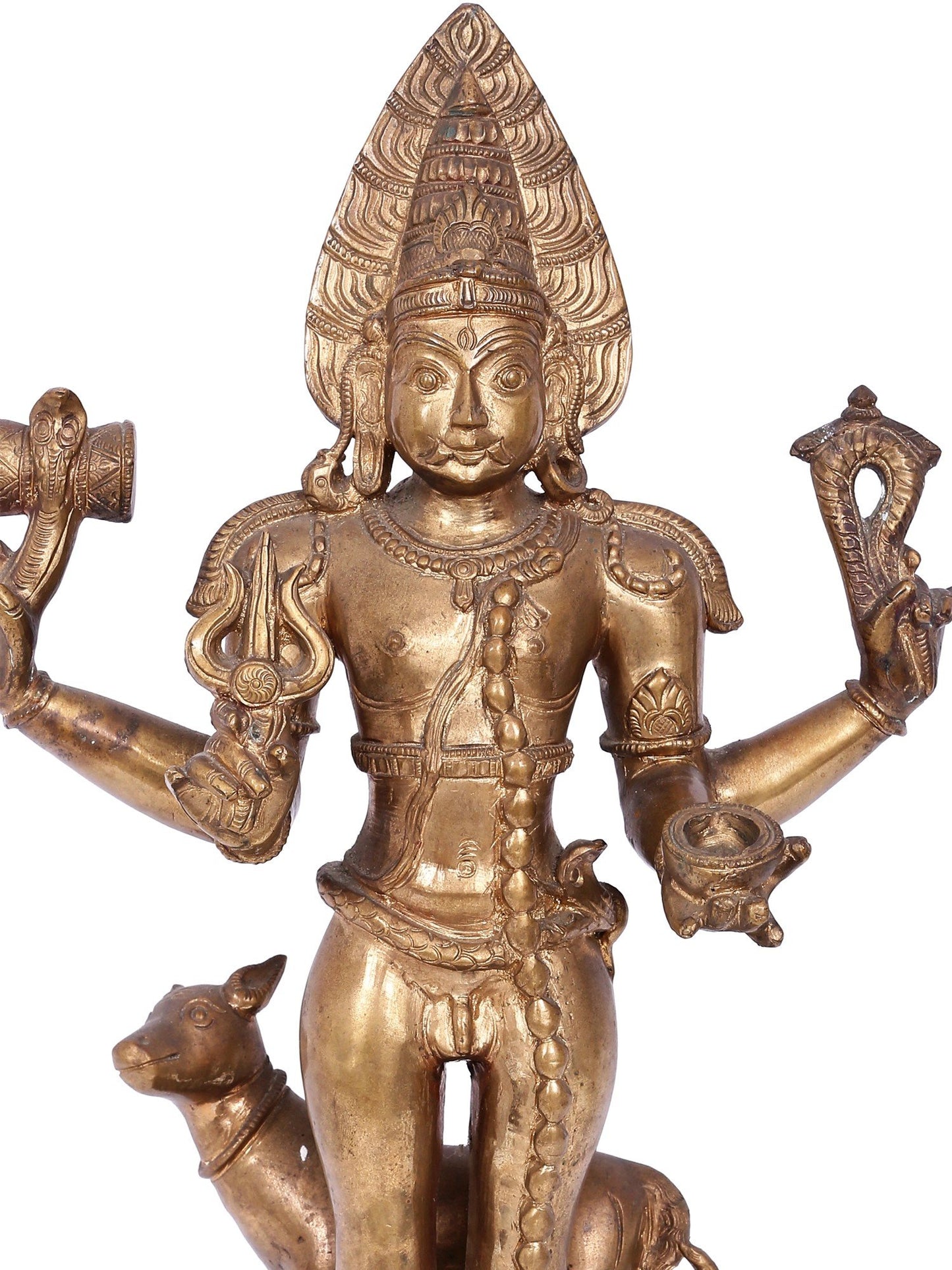 19'' Lord Shiva As Bhairava Four Hands | Decorative Bronze Idol | Bronze Statue For Temple