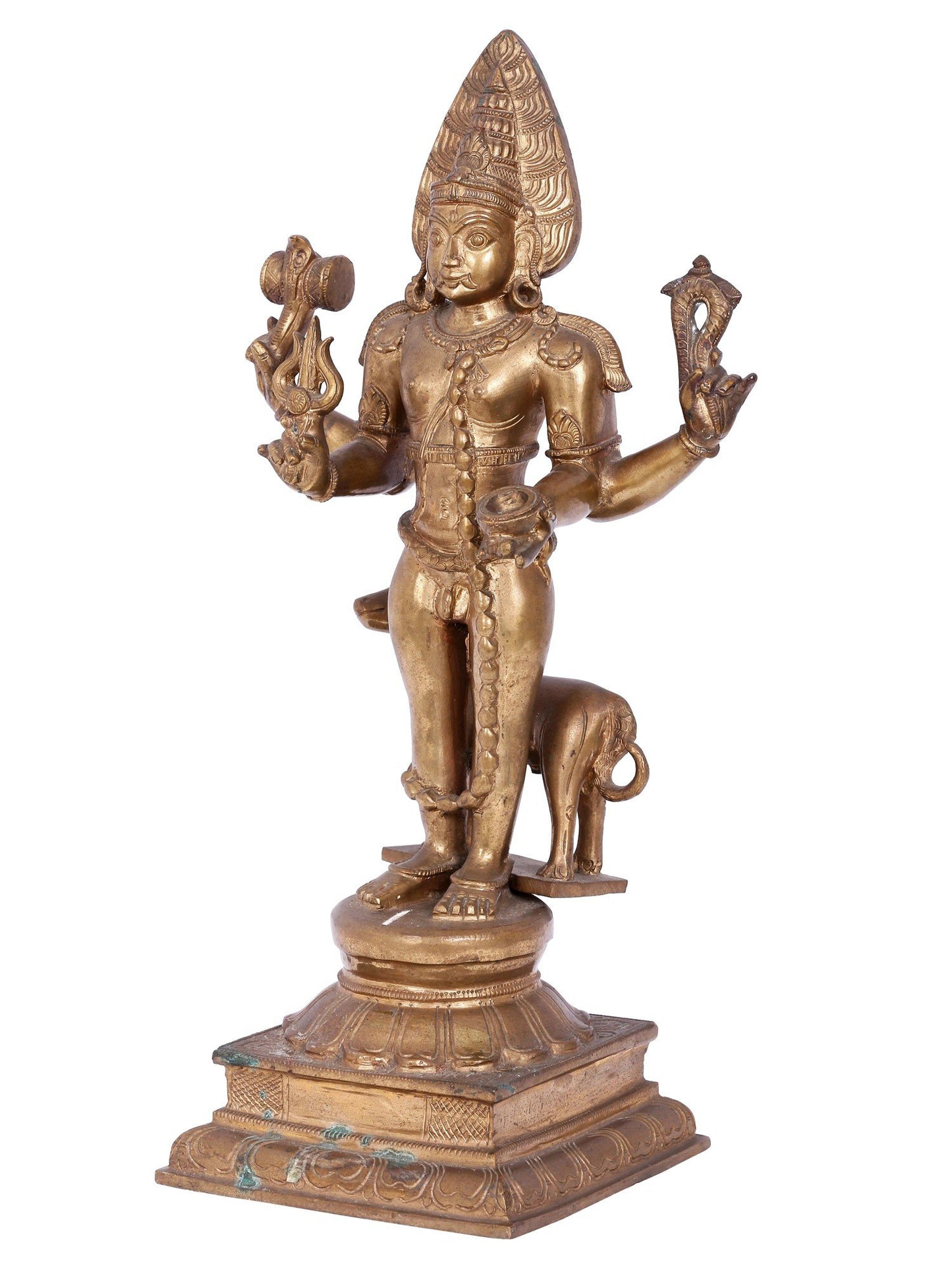 19'' Lord Shiva As Bhairava Four Hands | Decorative Bronze Idol | Bronze Statue For Temple