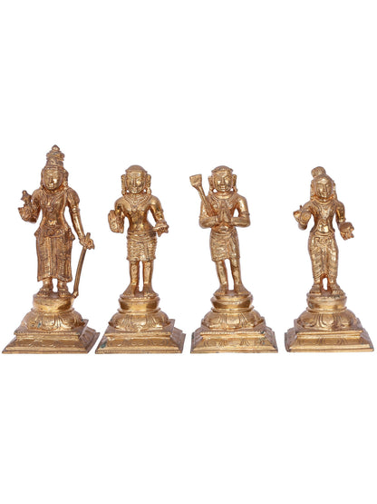 11" Nalvar Perumakkal Bronze Sculpture - (Set Of 4) | Decorative Bronze Idol | Bronze Statue For Temple