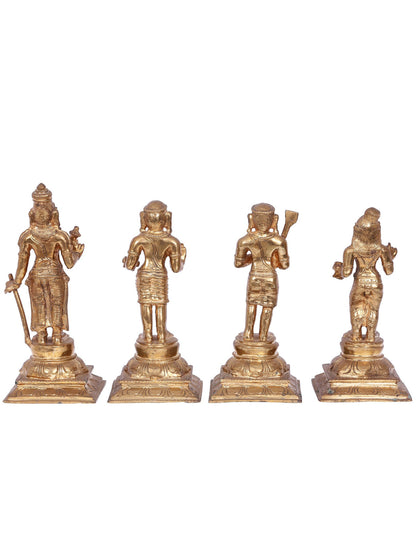 11" Nalvar Perumakkal Bronze Sculpture - (Set Of 4) | Decorative Bronze Idol | Bronze Statue For Temple