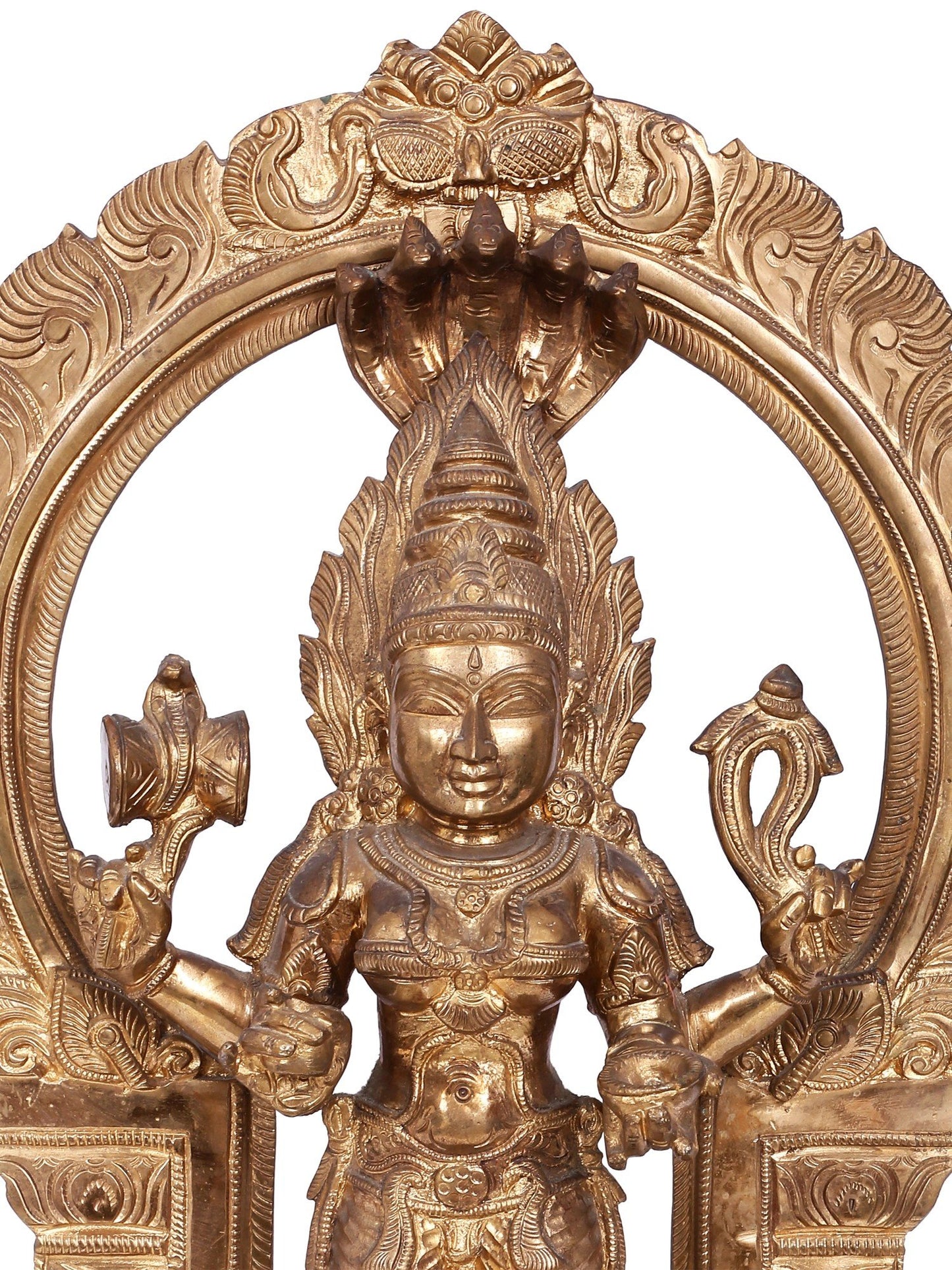 22'' Standing Goddess Mariamman (South Indian Durga) | Decorative Bronze Idol | Bronze Statue For Temple