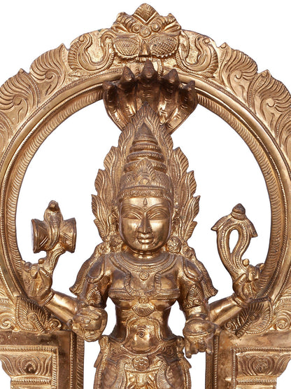 22'' Standing Goddess Mariamman (South Indian Durga) | Decorative Bronze Idol | Bronze Statue For Temple