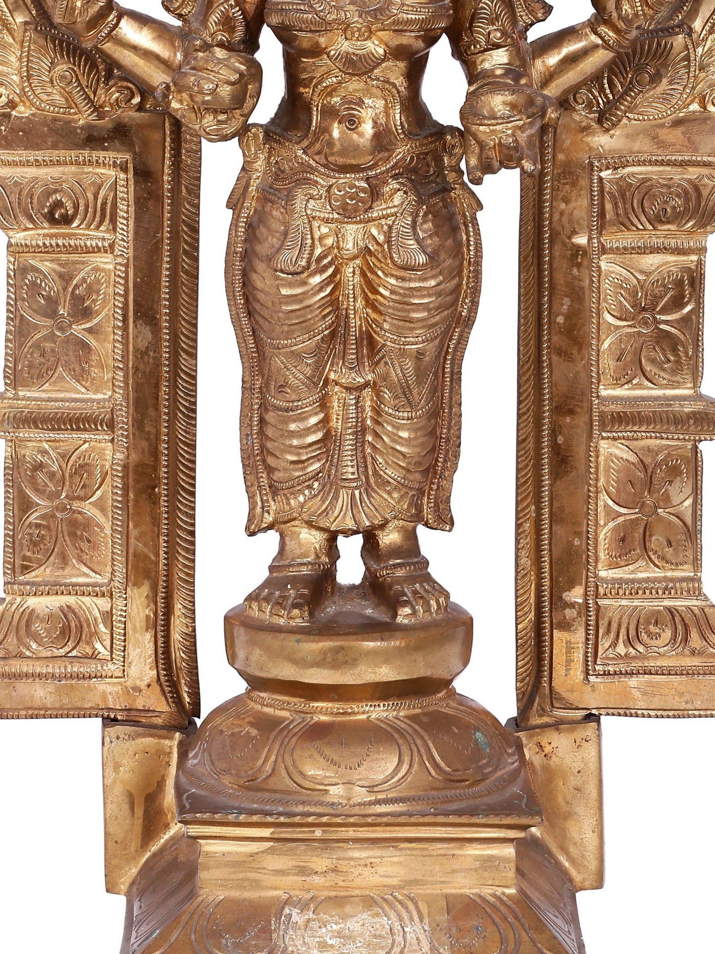 22'' Standing Goddess Mariamman (South Indian Durga) | Decorative Bronze Idol | Bronze Statue For Temple