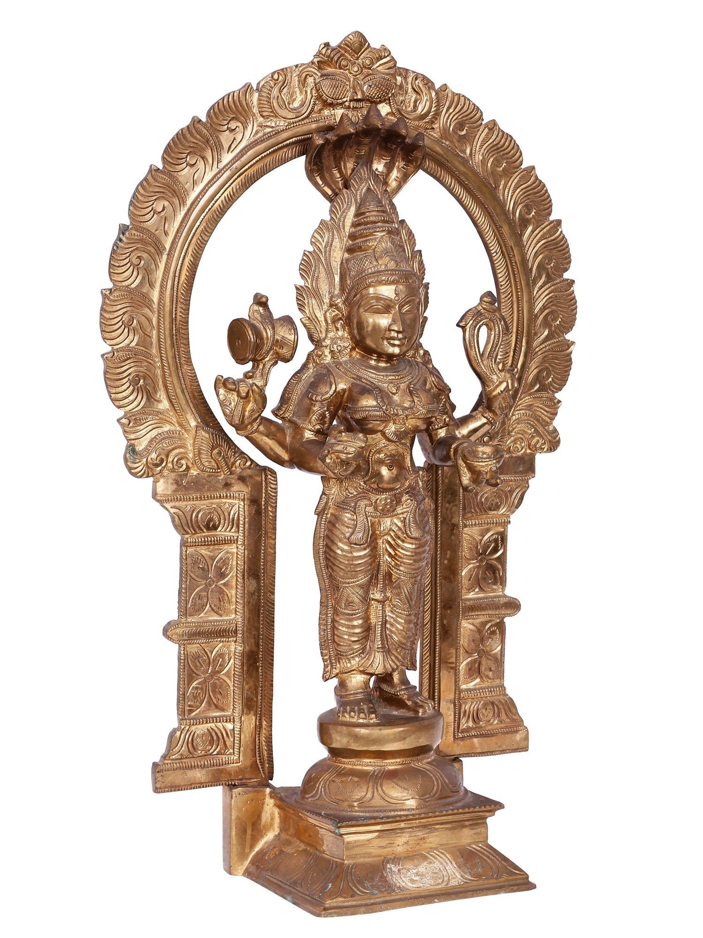 22'' Standing Goddess Mariamman (South Indian Durga) | Decorative Bronze Idol | Bronze Statue For Temple