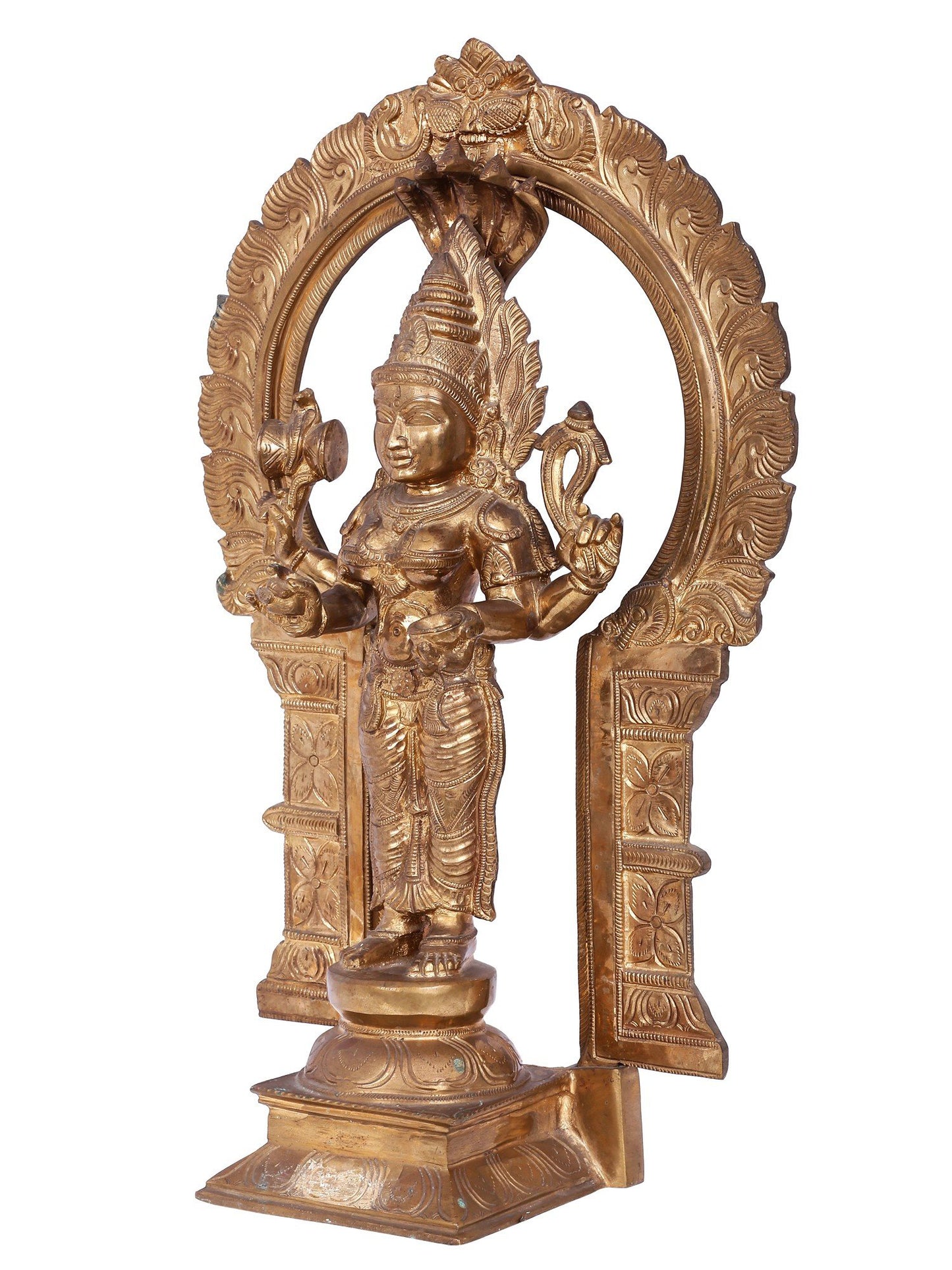 22'' Standing Goddess Mariamman (South Indian Durga) | Decorative Bronze Idol | Bronze Statue For Temple