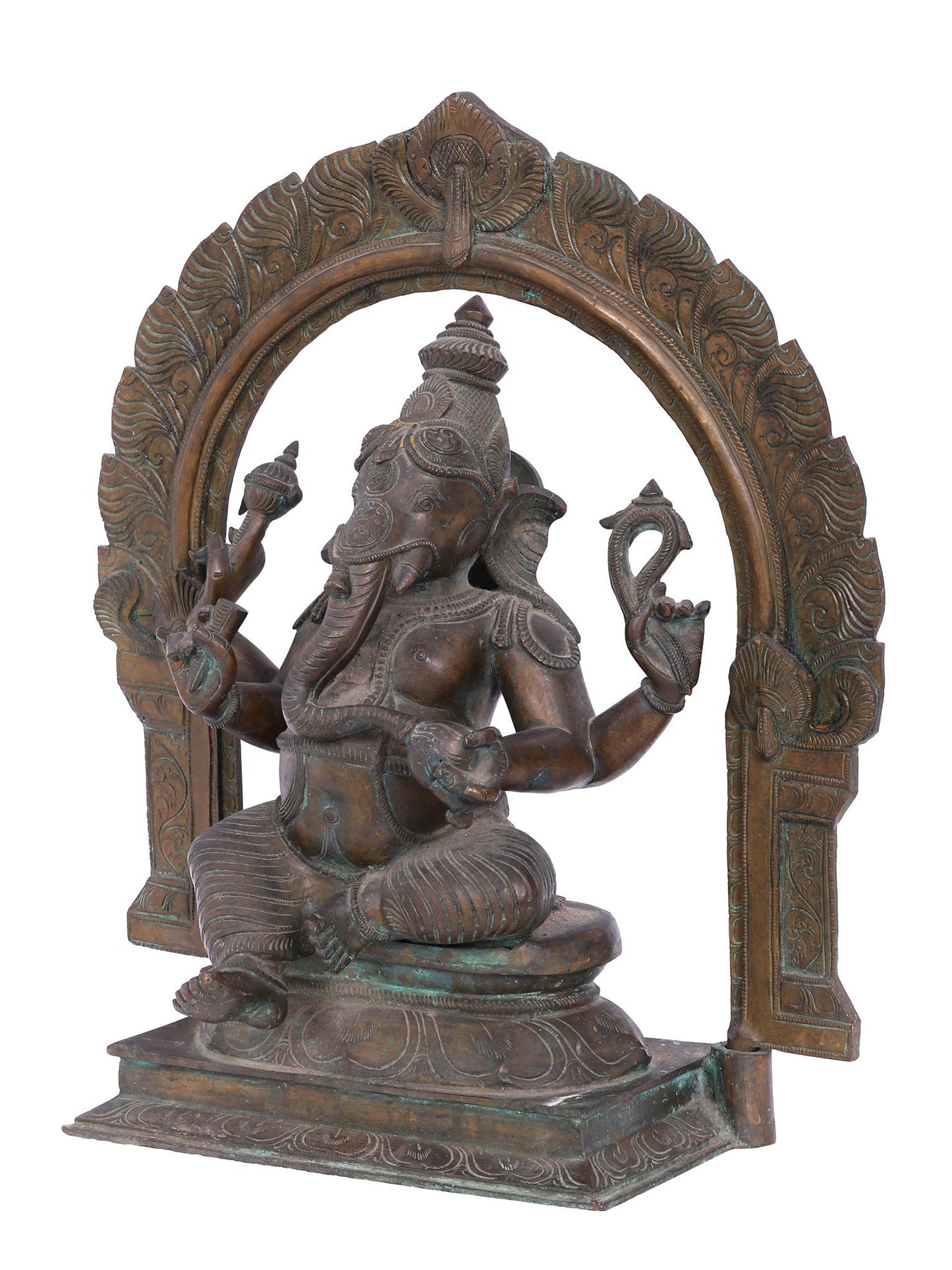 18'' Sitting Lord Ganesha | Panchaloha Bronze Sculpture From Swamimalai | Decorative Bronze Idol | Bronze Statue For Temple