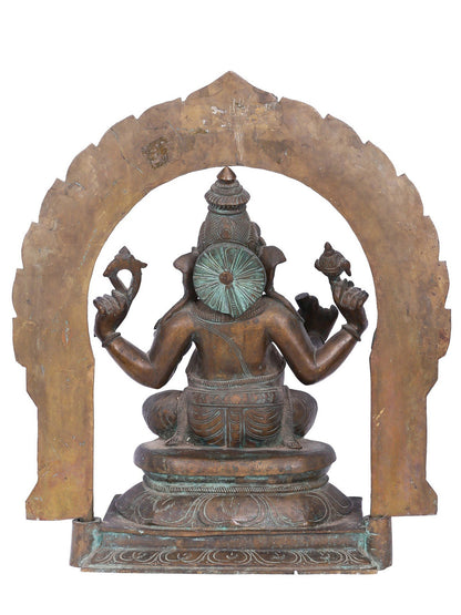 18'' Sitting Lord Ganesha | Panchaloha Bronze Sculpture From Swamimalai | Decorative Bronze Idol | Bronze Statue For Temple