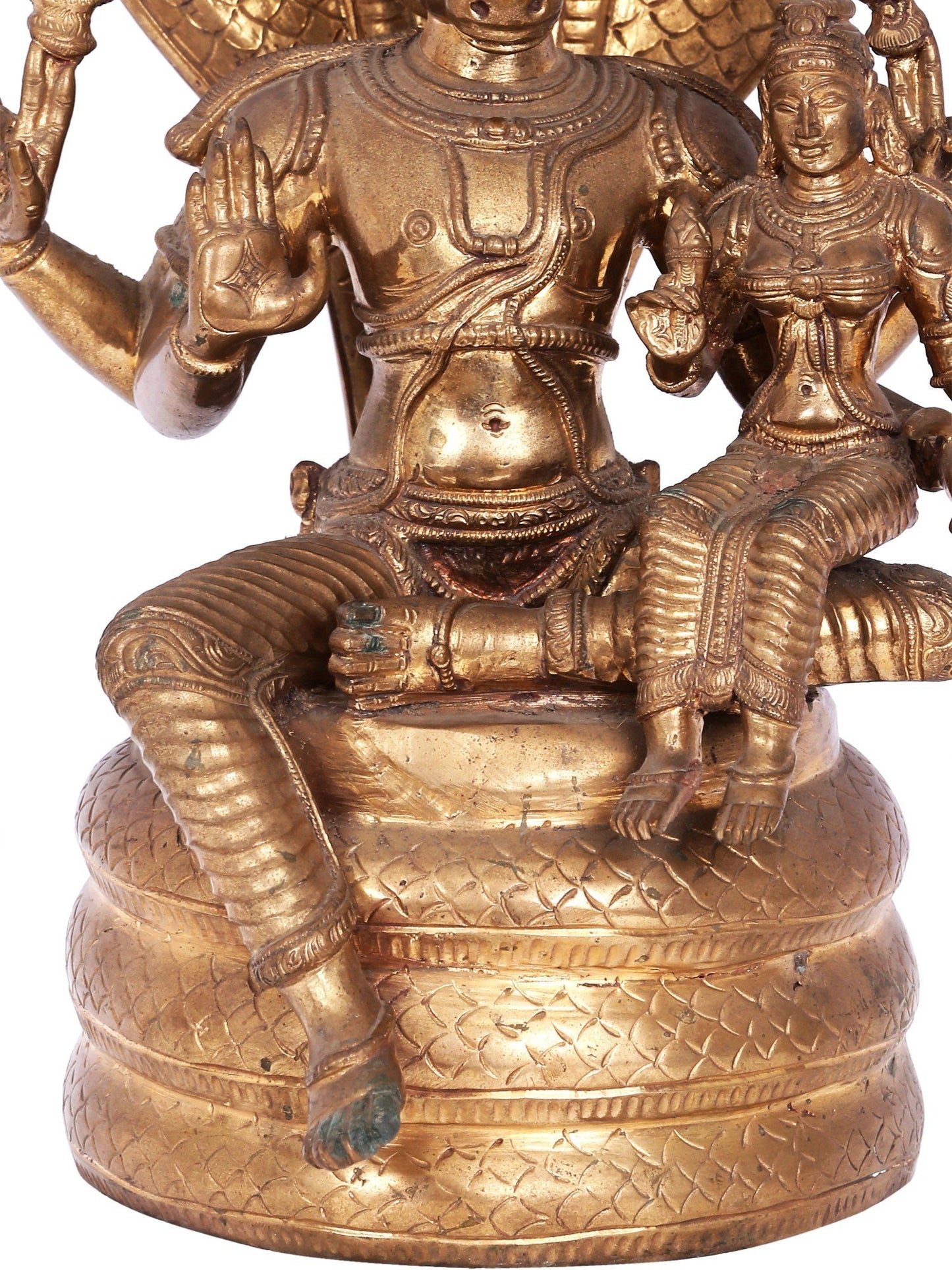 12'' Hayagreeva With Goddess Lakshmi On Sheshnag Throne | Decorative Bronze Idol | Bronze Statue For Temple