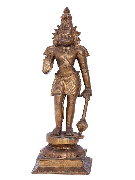 19" Standing Lord Hanuman Panchaloha Bronze Statue From Swamimalai | Decorative Bronze Idol | Bronze Statue For Temple