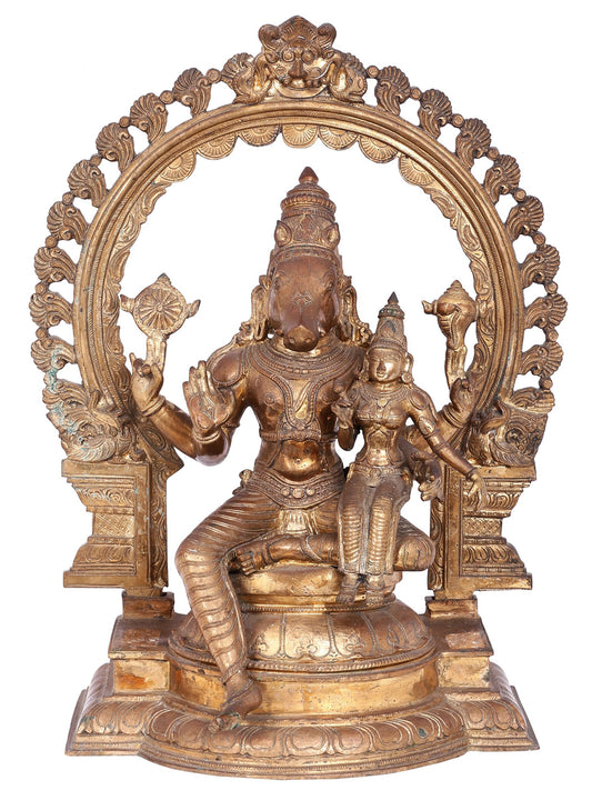 20'' Lord Varaha (Vishnu) With Goddess Lakshmi Panchaloha Bronze Statue | Decorative Bronze Idol | Bronze Statue For Temple