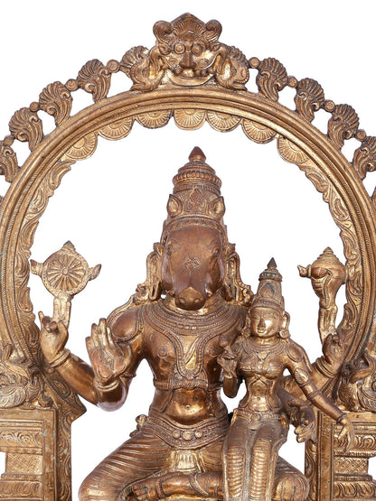 20'' Lord Varaha (Vishnu) With Goddess Lakshmi Panchaloha Bronze Statue | Decorative Bronze Idol | Bronze Statue For Temple