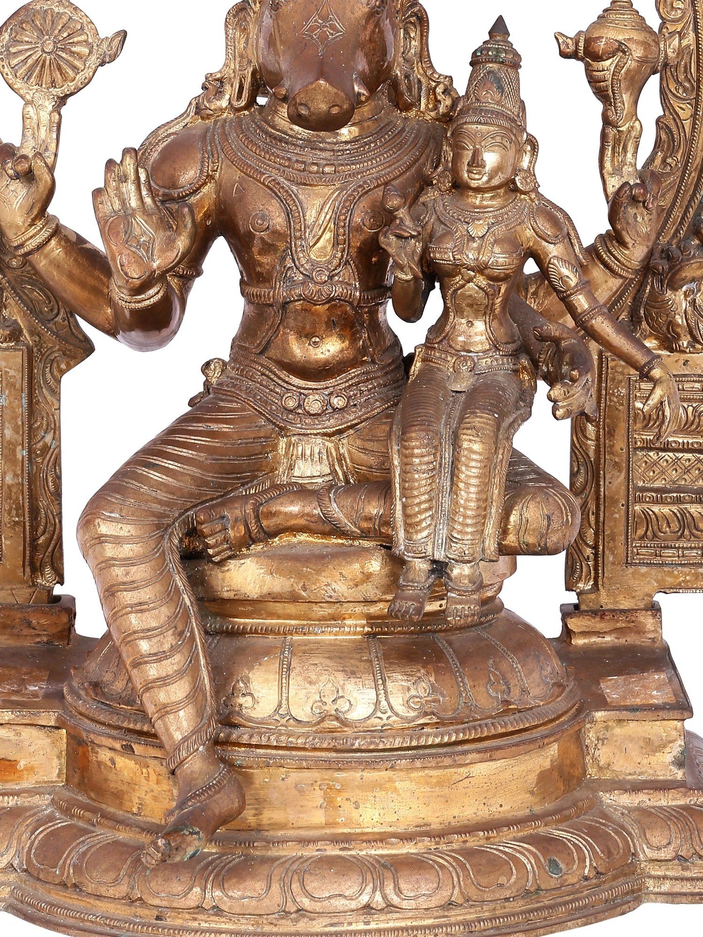 20'' Lord Varaha (Vishnu) With Goddess Lakshmi Panchaloha Bronze Statue | Decorative Bronze Idol | Bronze Statue For Temple