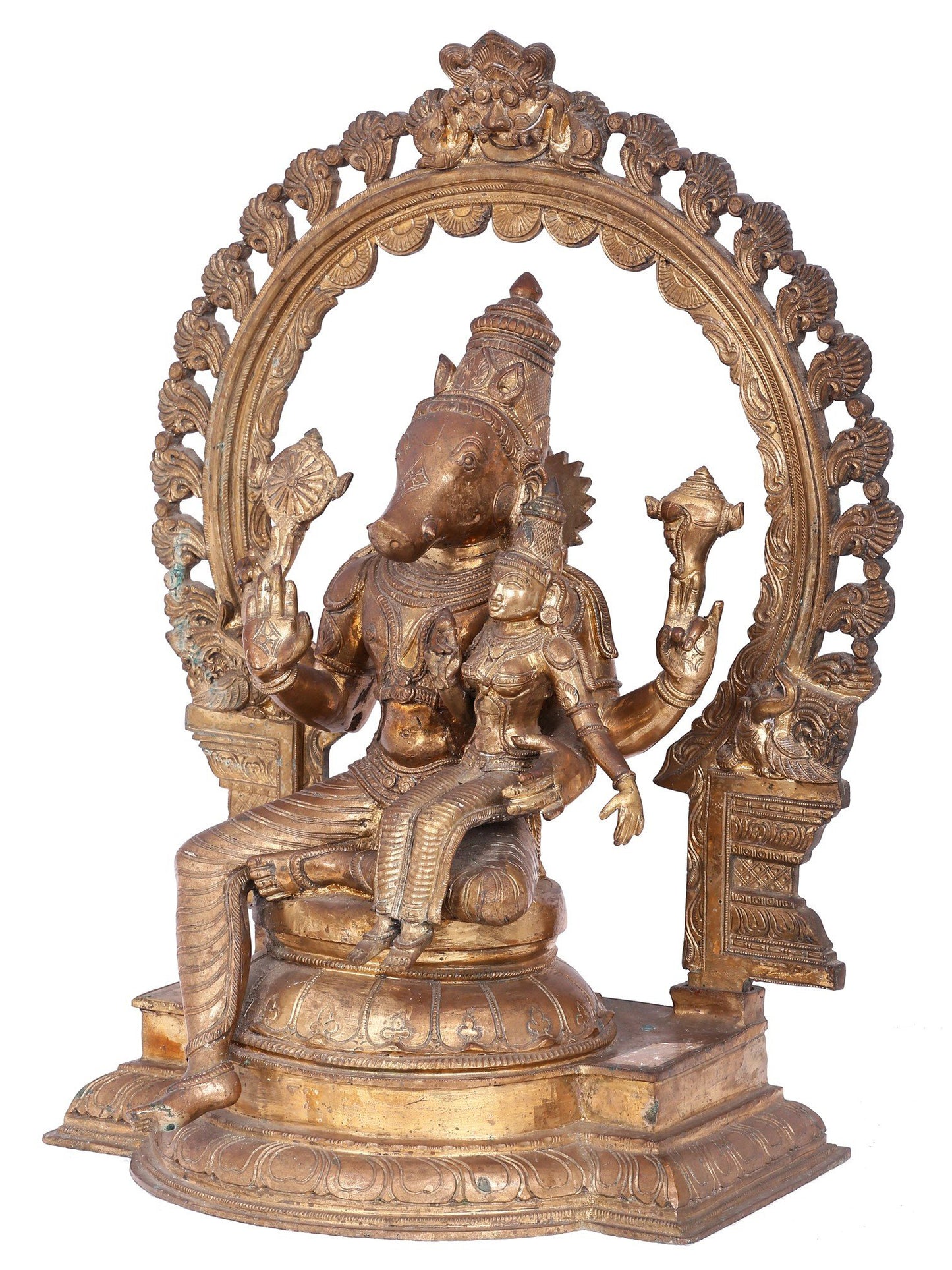 20'' Lord Varaha (Vishnu) With Goddess Lakshmi Panchaloha Bronze Statue | Decorative Bronze Idol | Bronze Statue For Temple