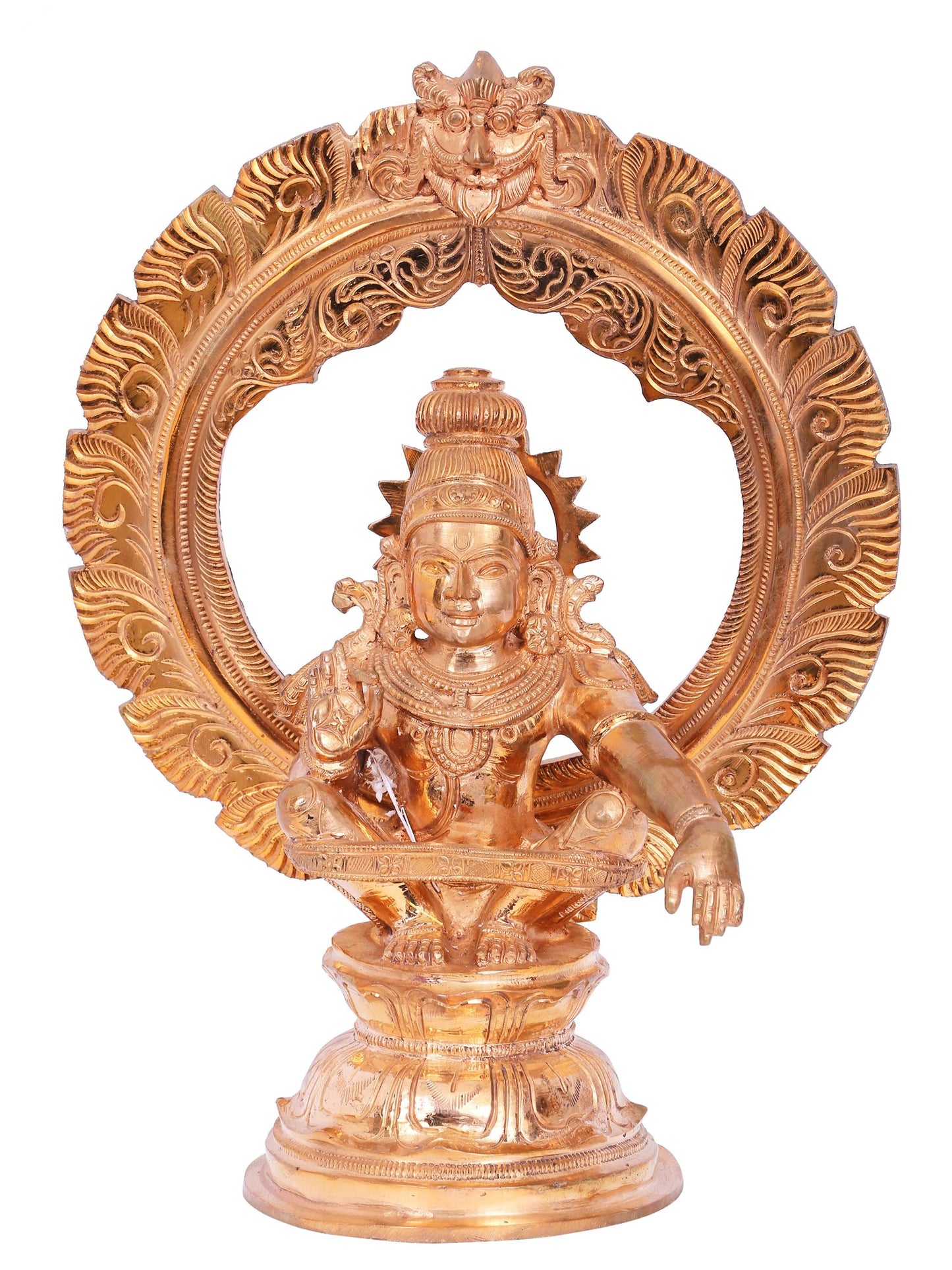 12'' Lord Ayyappan Bronze Statue | Decorative Bronze Idol | Bronze Statue For Temple