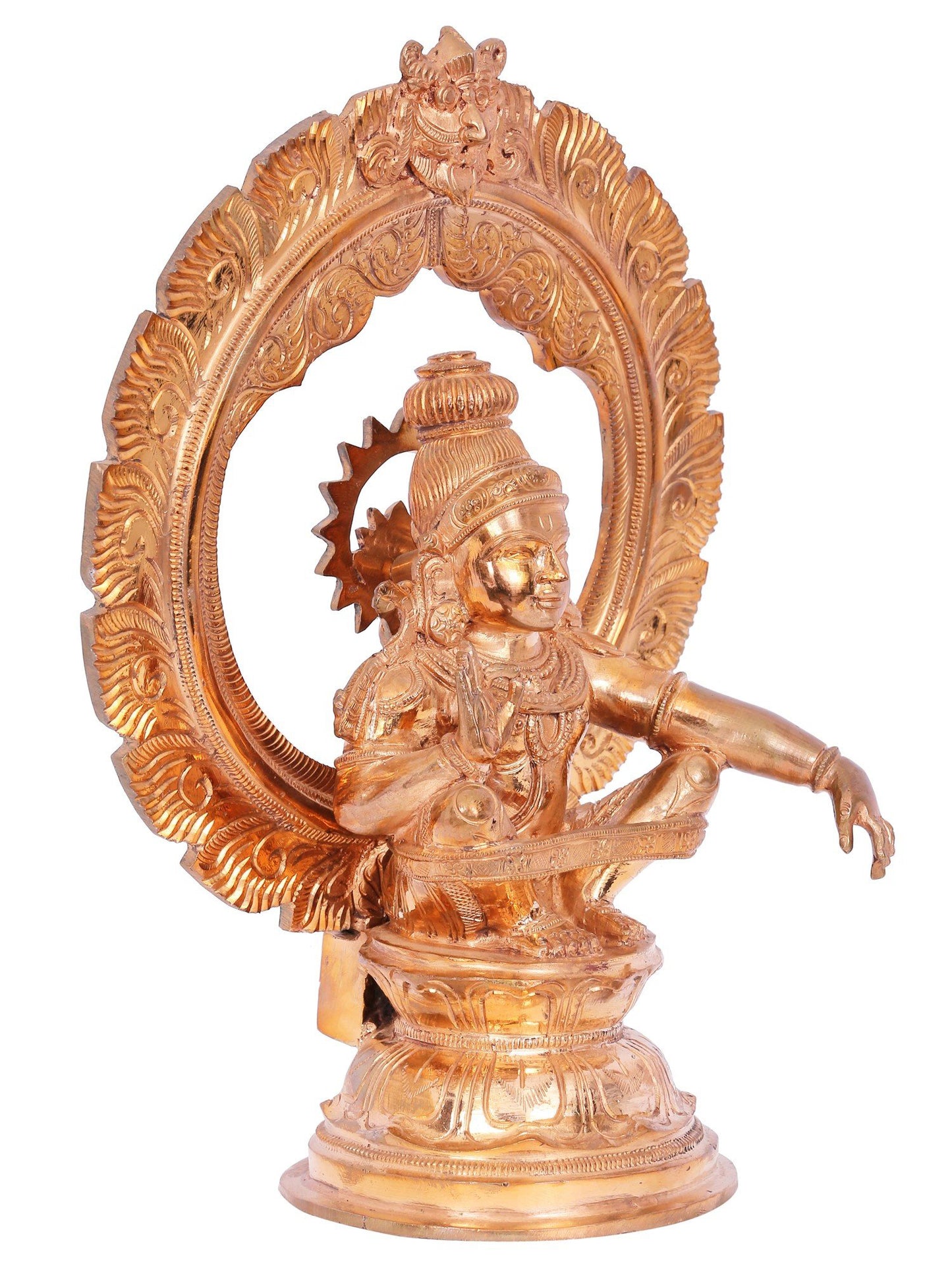 12'' Lord Ayyappan Bronze Statue | Decorative Bronze Idol | Bronze Statue For Temple