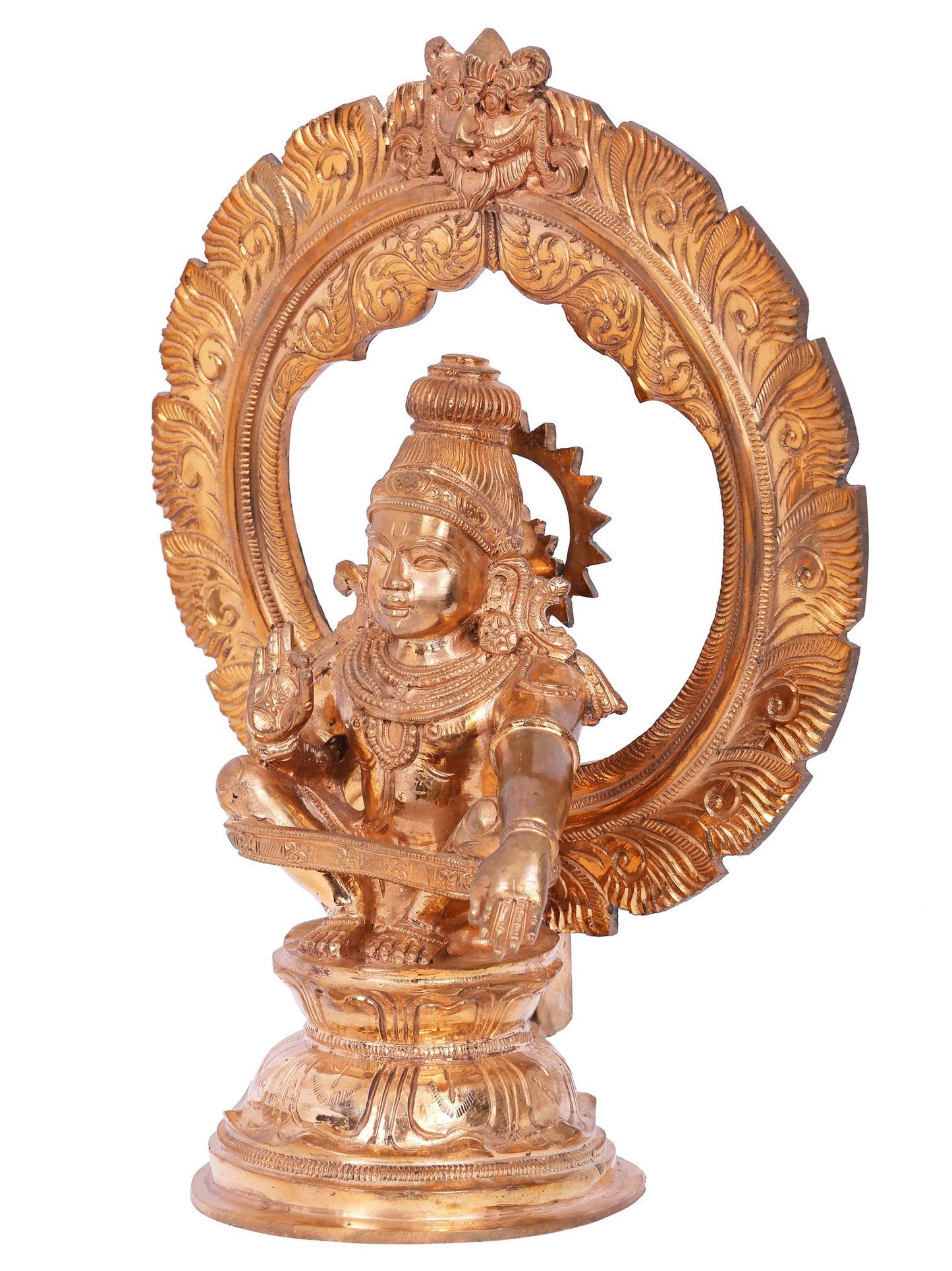 12'' Lord Ayyappan Bronze Statue | Decorative Bronze Idol | Bronze Statue For Temple