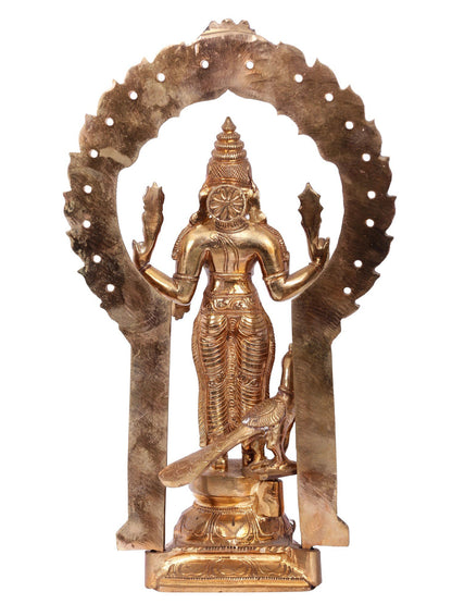 13'' Standing Lord Murugan (Karttikeya) With Throne Bronze Idol | Decorative Bronze Idol | Bronze Statue For Temple