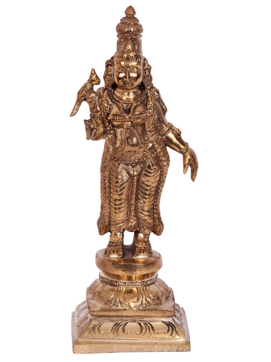 6'' Standing Goddess Meenakshi Bronze Statue | Decorative Bronze Idol | Bronze Statue For Temple