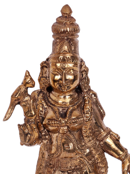 6'' Standing Goddess Meenakshi Bronze Statue | Decorative Bronze Idol | Bronze Statue For Temple