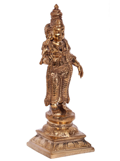 6'' Standing Goddess Meenakshi Bronze Statue | Decorative Bronze Idol | Bronze Statue For Temple