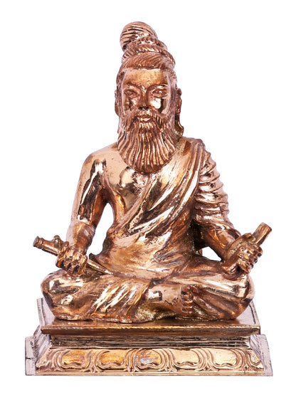 4'' Small Seated Saint Thiruvalluvar Bronze Figurine | Decorative Bronze Idol | Bronze Statue For Gifting