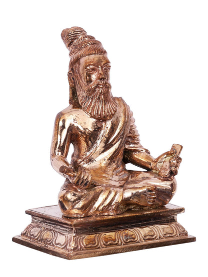 4'' Small Seated Saint Thiruvalluvar Bronze Figurine | Decorative Bronze Idol | Bronze Statue For Gifting