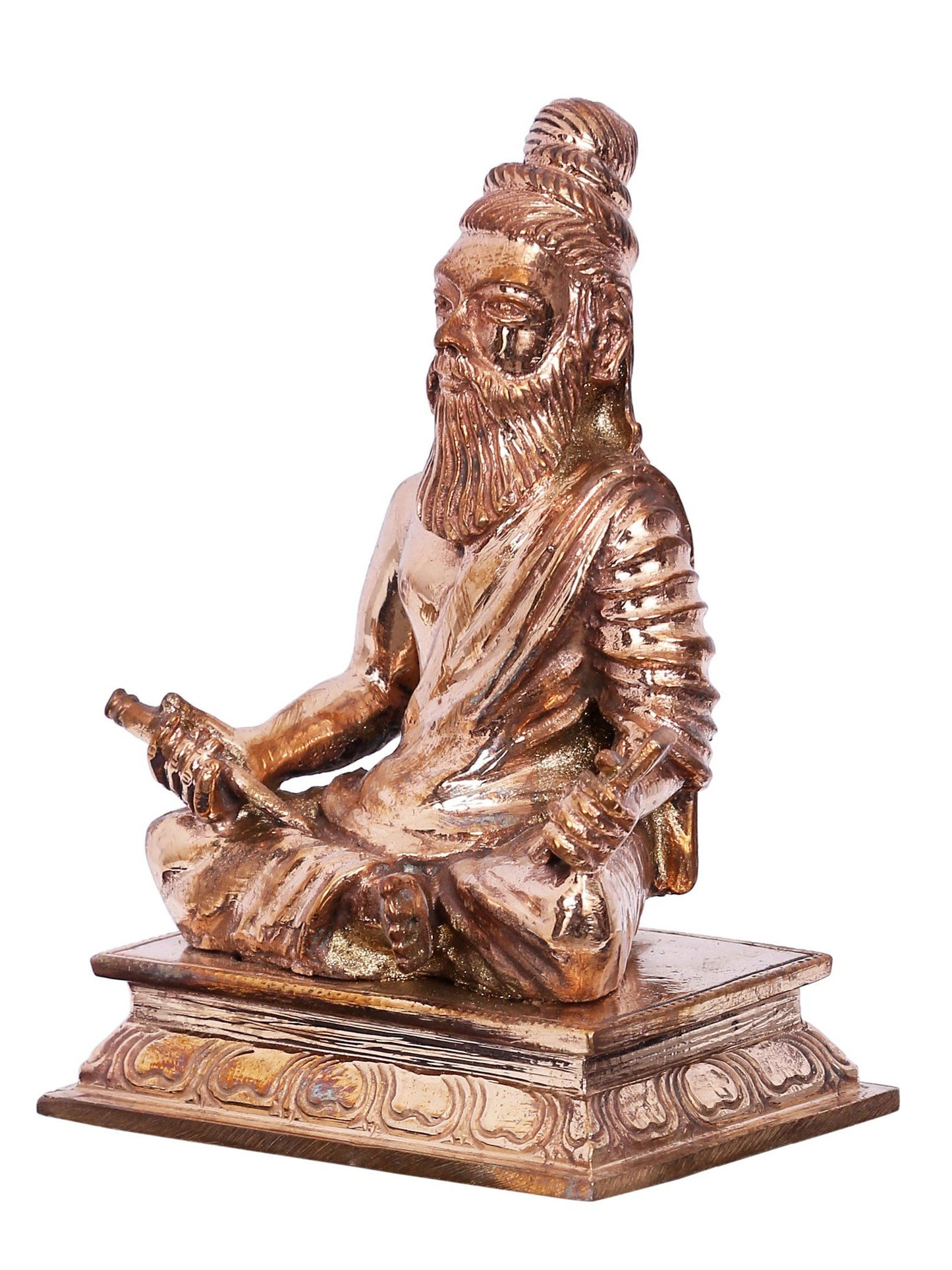 4'' Small Seated Saint Thiruvalluvar Bronze Figurine | Decorative Bronze Idol | Bronze Statue For Gifting