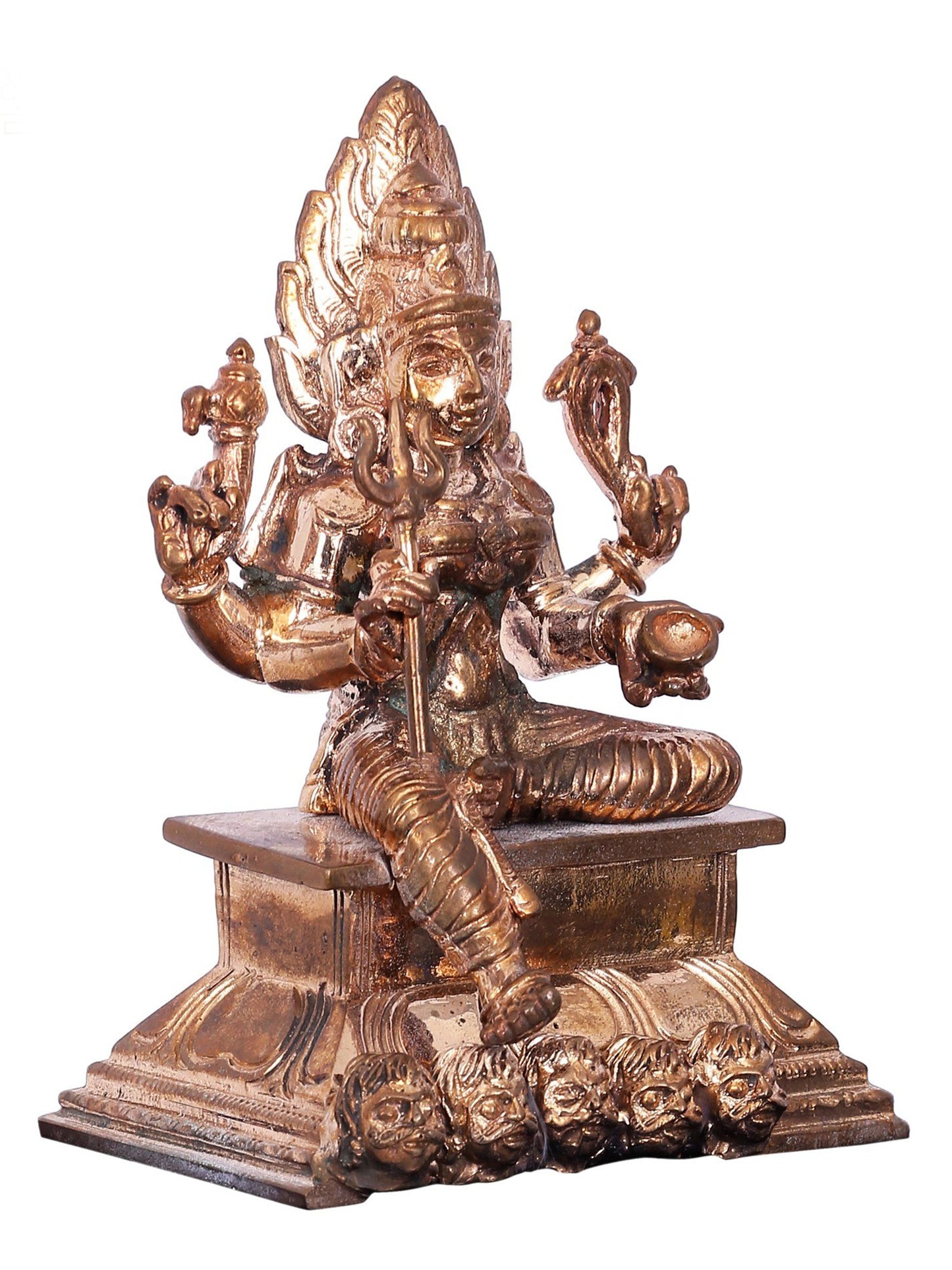 4" Small Chatubhuja Goddess Mariamman Sculpture | Decorative Bronze Idol | Bronze Statue For Temple