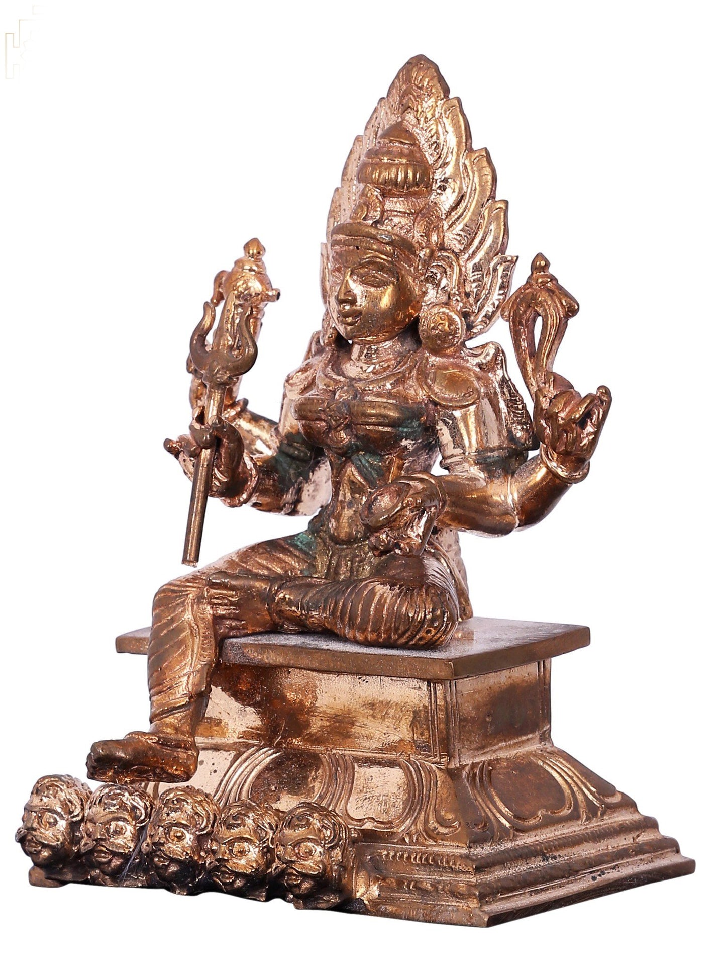 4" Small Chatubhuja Goddess Mariamman Sculpture | Decorative Bronze Idol | Bronze Statue For Temple