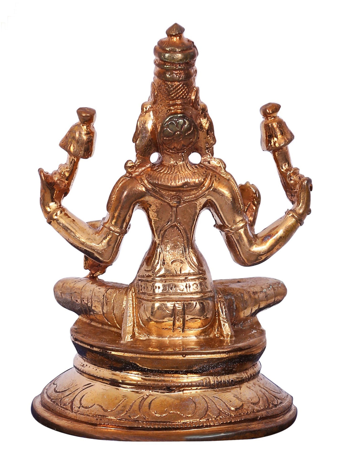 3" Four Hands Goddess Lakshmi Seated On Kamalasan Statue | Decorative Bronze Idol | Bronze Statue For Temple