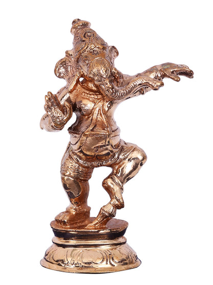 4" Small Dancing Ganesha With Blessing Posture | Panchaloha Bronze Statue From Swamimalai