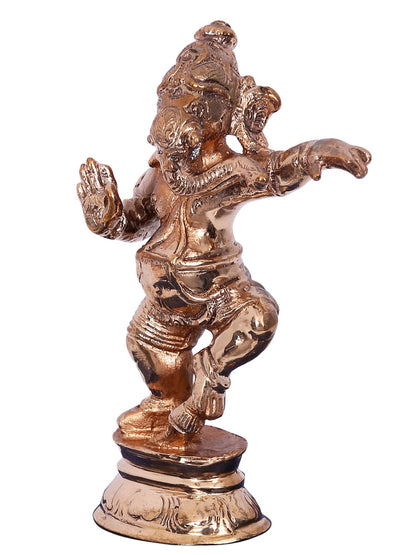 4" Small Dancing Ganesha With Blessing Posture | Panchaloha Bronze Statue From Swamimalai