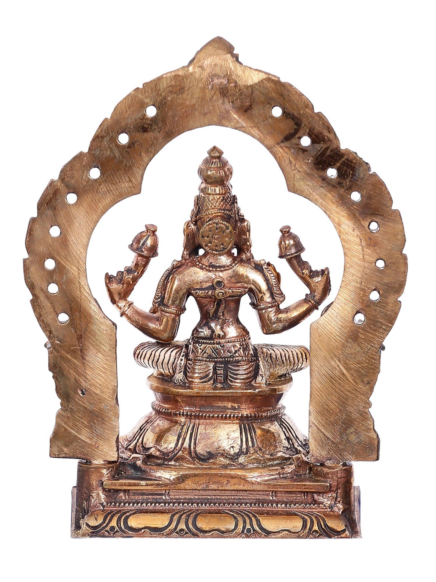 5" Goddess Lakshmi Seated On Kirtimukha Throne | Decorative Bronze Idol | Bronze Statue For Temple