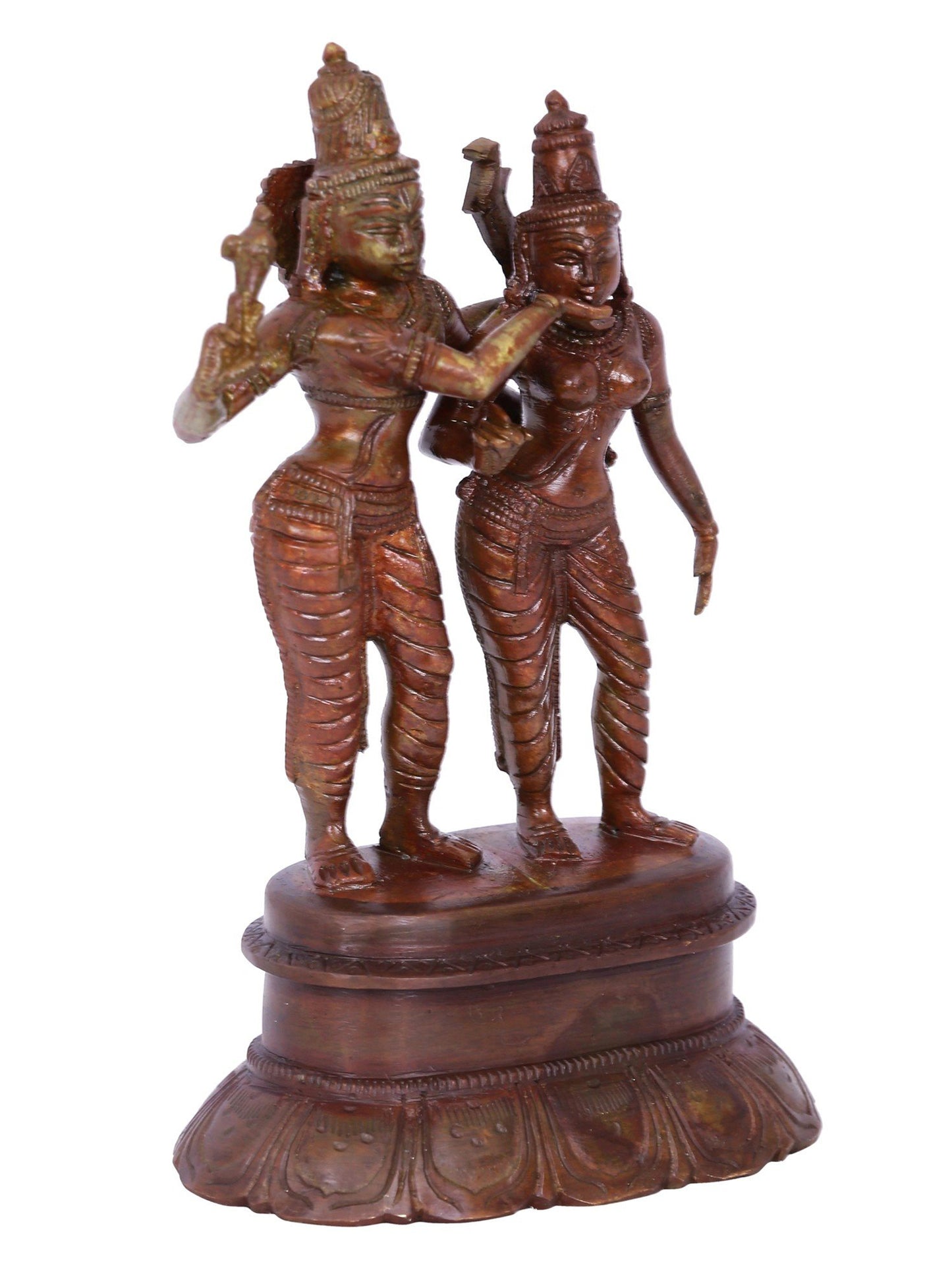 6" Standing Lord Shiva And Parvati | Panchaloha Bronze Statue From Swamimalai | Decorative Bronze Idol | Bronze Statue For Temple