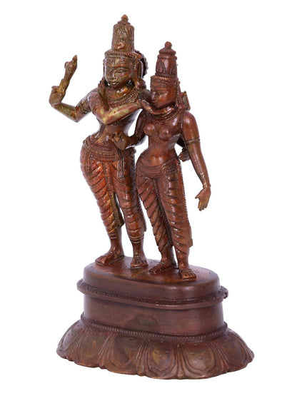 6" Standing Lord Shiva And Parvati | Panchaloha Bronze Statue From Swamimalai | Decorative Bronze Idol | Bronze Statue For Temple