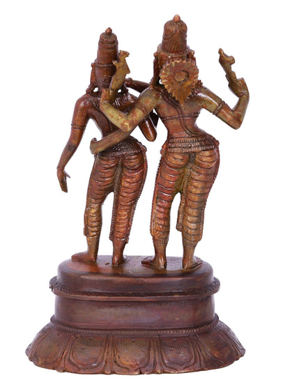 6" Standing Lord Shiva And Parvati | Panchaloha Bronze Statue From Swamimalai | Decorative Bronze Idol | Bronze Statue For Temple