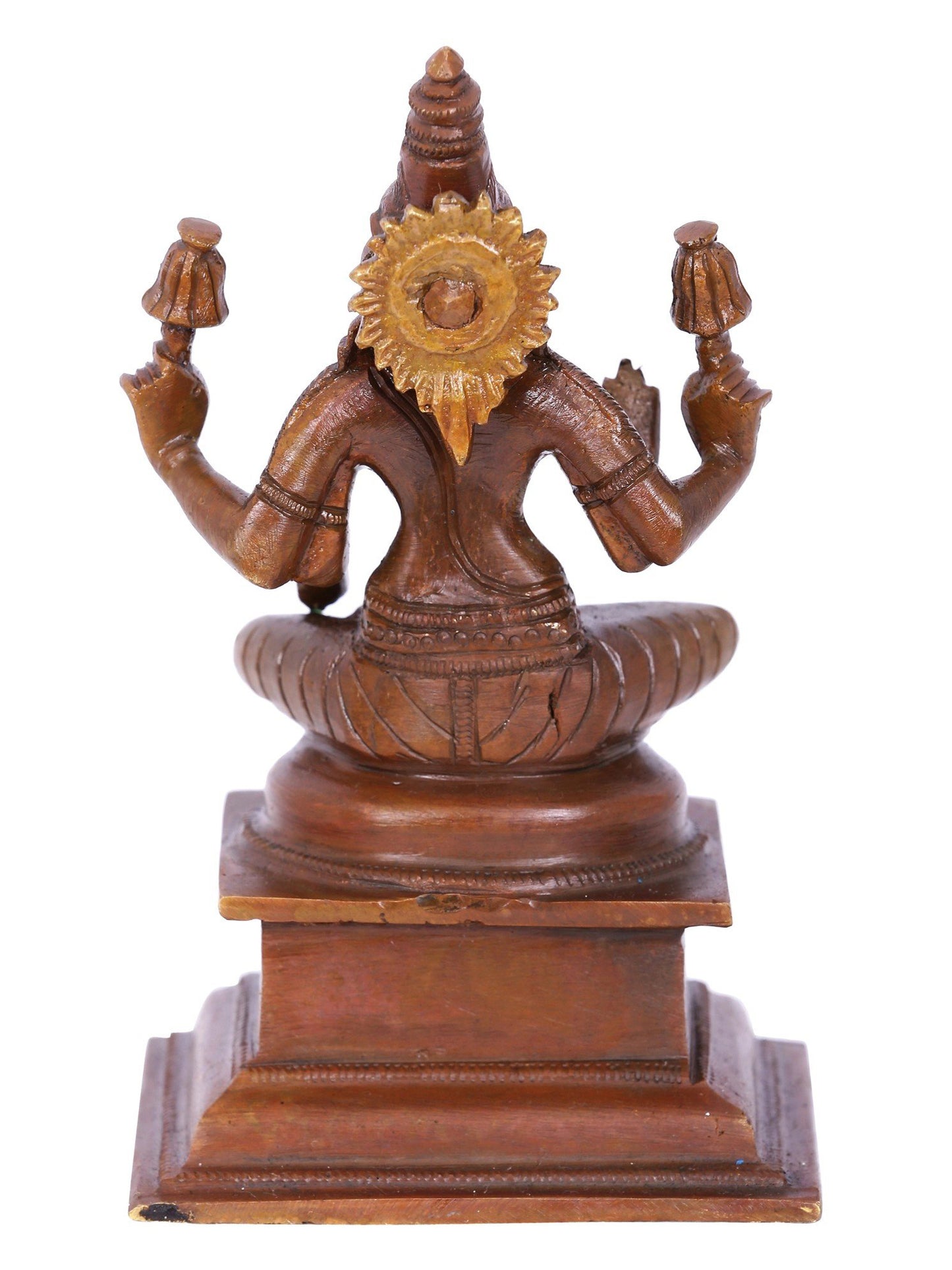 6" Blessing Goddess Lakshmi On Pedestal | Panchaloha Bronze Statue From Swamimalai | Decorative Bronze Idol | Bronze Statue For Temple