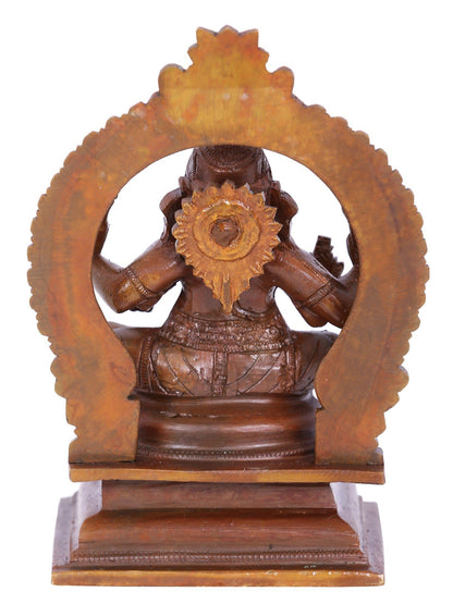 5" Small Four Arms Lord Ganesha With Kirtimukha | Panchaloha Bronze Statue | Decorative Bronze Idol | Bronze Statue For Temple