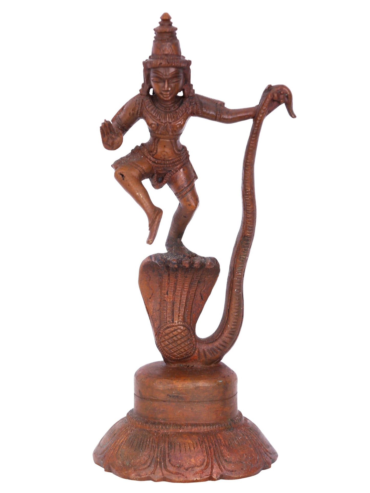 6" Small Kalinga Krishna Sculpture With Blessing Posture | Panchaloha Bronze Statue | Decorative Bronze Idol | Bronze Statue For Temple