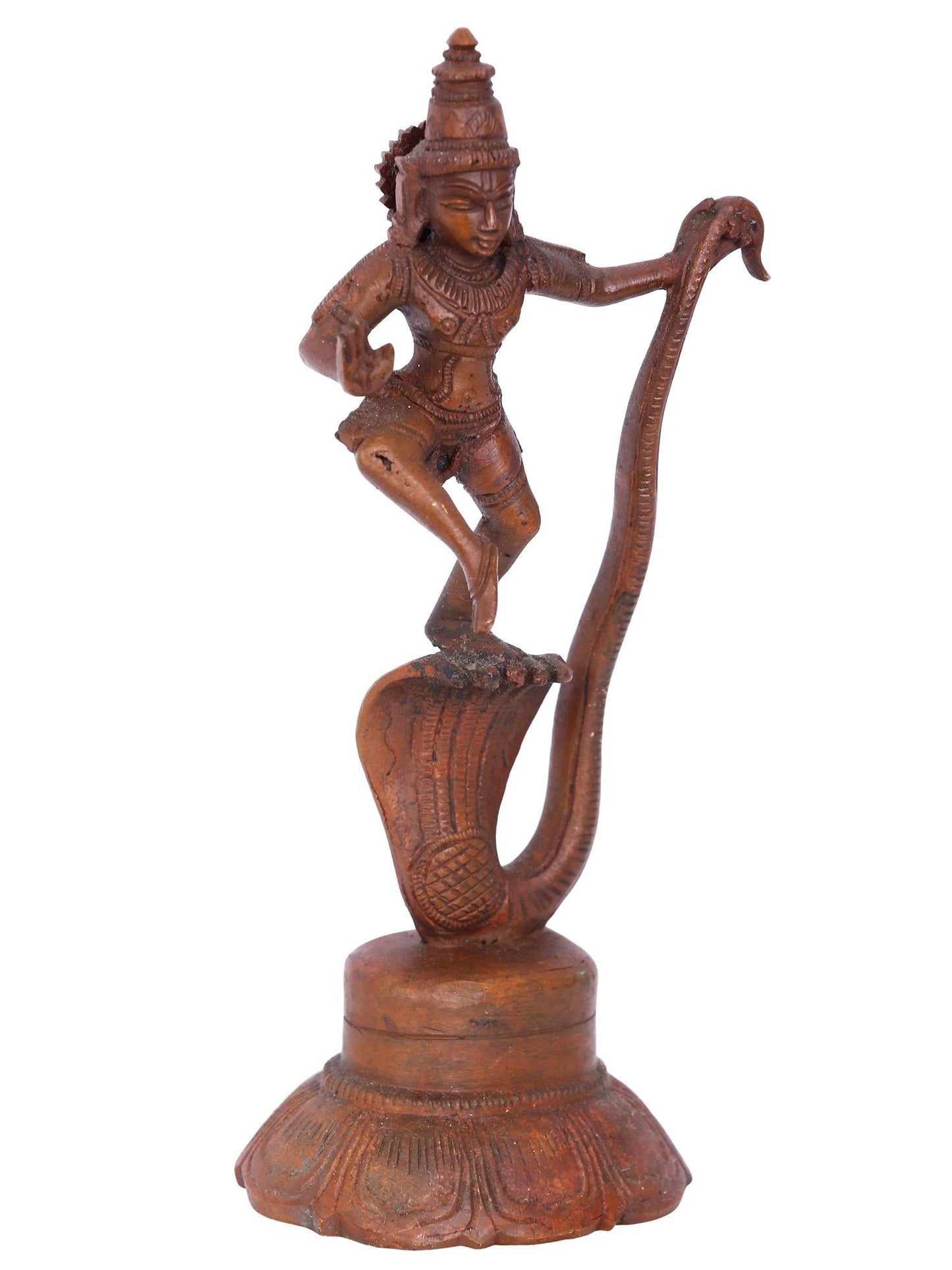 6" Small Kalinga Krishna Sculpture With Blessing Posture | Panchaloha Bronze Statue | Decorative Bronze Idol | Bronze Statue For Temple