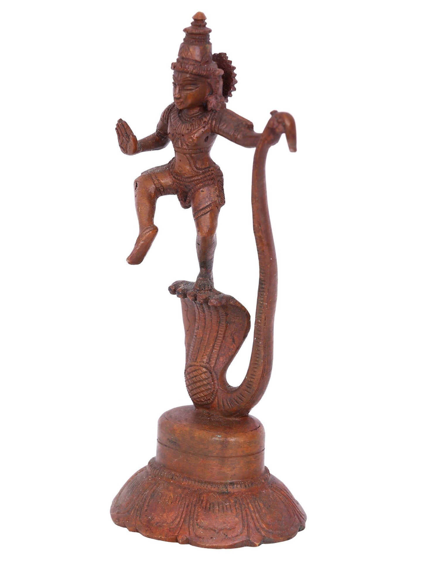 6" Small Kalinga Krishna Sculpture With Blessing Posture | Panchaloha Bronze Statue | Decorative Bronze Idol | Bronze Statue For Temple