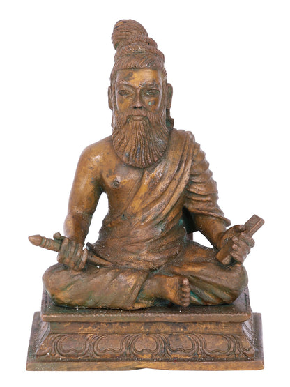 4" Saint Thiruvalluvar Seated On Aasana | Panchaloha Bronze Statue | Decorative Bronze Idol | Bronze Statue For Temple